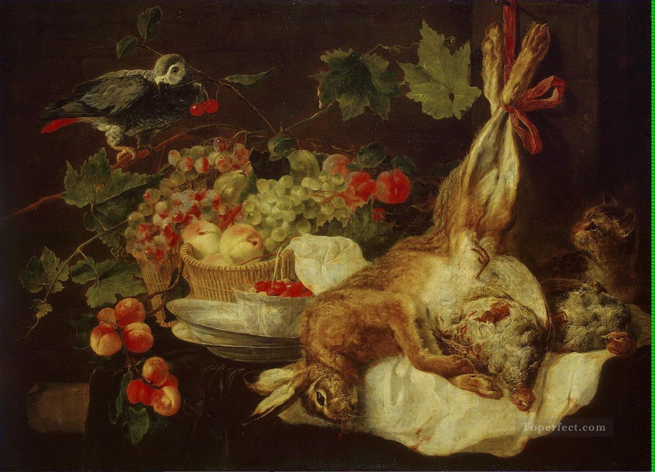 Hare Fruit and Parrot Oil Paintings